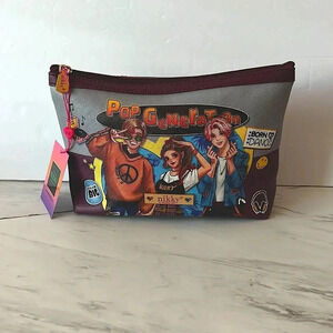 Nikky By Nicole Lee Cosmetic Pouch Bag Pop Generation Gray/Burgundy